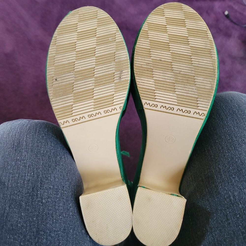 Camssoo Brand, Emerald Green Platform Green Platform Faux Velvet Shoes, Size 42 - Picture 4 of 10